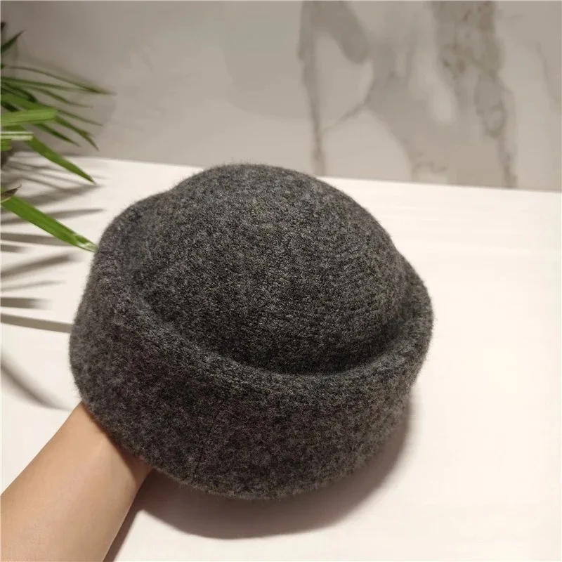 Nordic Vintage Knitted Beret Hat Jacquard Air Hostess Cap Fashion Women Versatile Runway Styling Autumn Winter Medicine Box Hat
