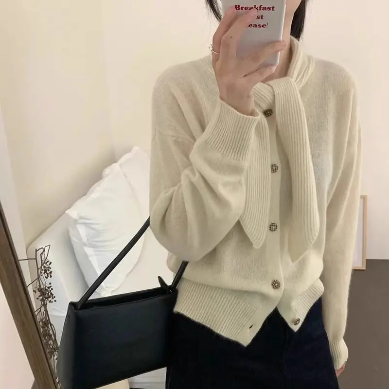 

Gentle Style Sweater Tie Korean Style Tie Knitted Sweate Cardigan Autumn and Winter Styles Fashionable New Sweater for Outerwear