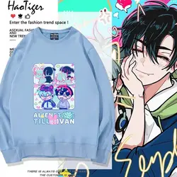 외계인 무대 Ivan Till 애니메이션 프린팅 크루넥 맨투맨, 편안한 루즈핏 캐주얼 탑, 플리스 포함, 가을 및 겨울