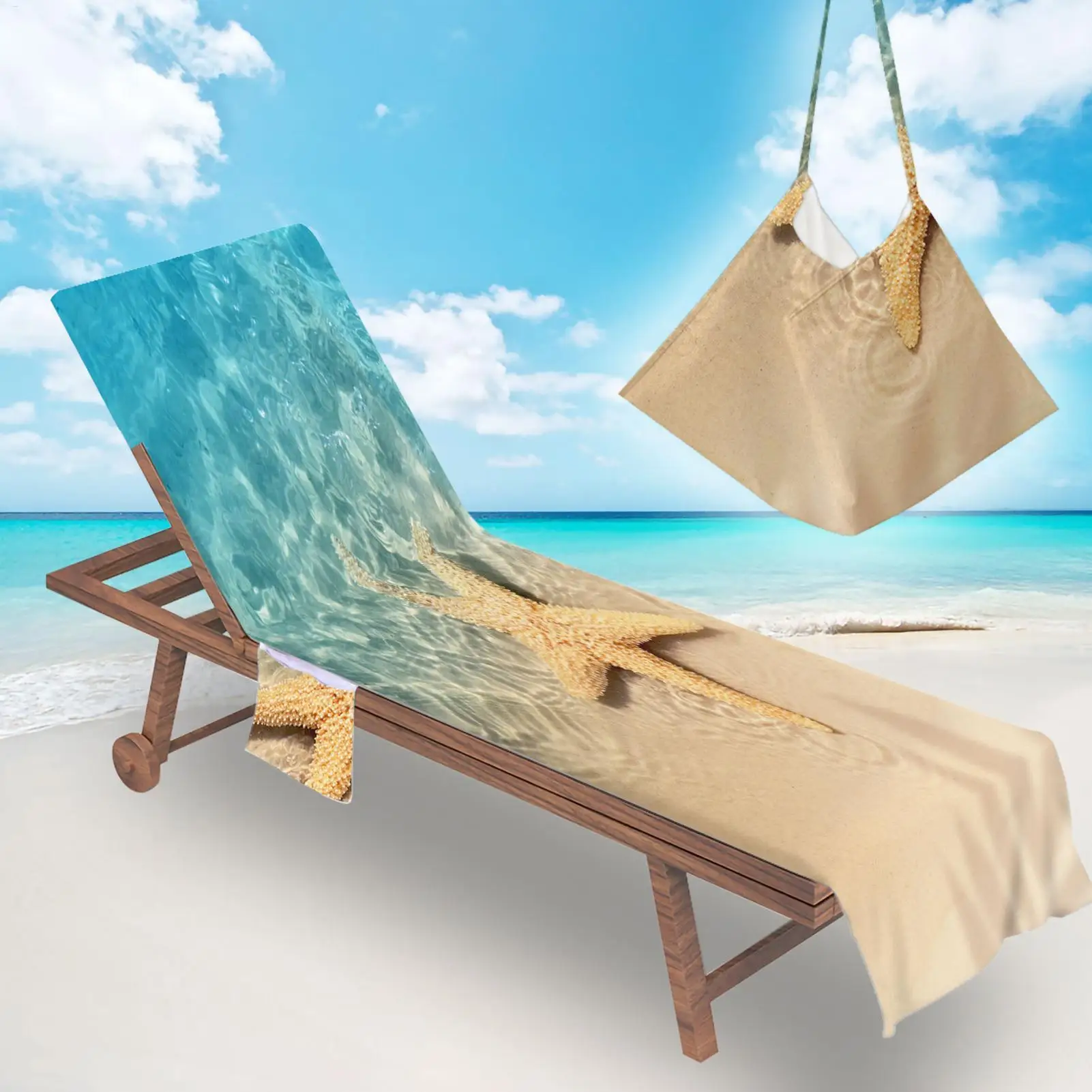 Lounge Chair Towel Cover 83x29 Inch with Pocket Anti-Slip Foldable Pool Cover for Beach Patio Courtyard Picnic Spa Hotel