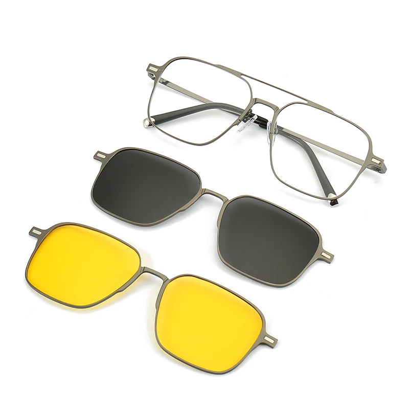 Metal 3 In 1 New Style Magnet Clip On Glasses Frame Trend Polarized Sunglasses For Men 2023 Optical Computer Glasses UV400 7009 image 5