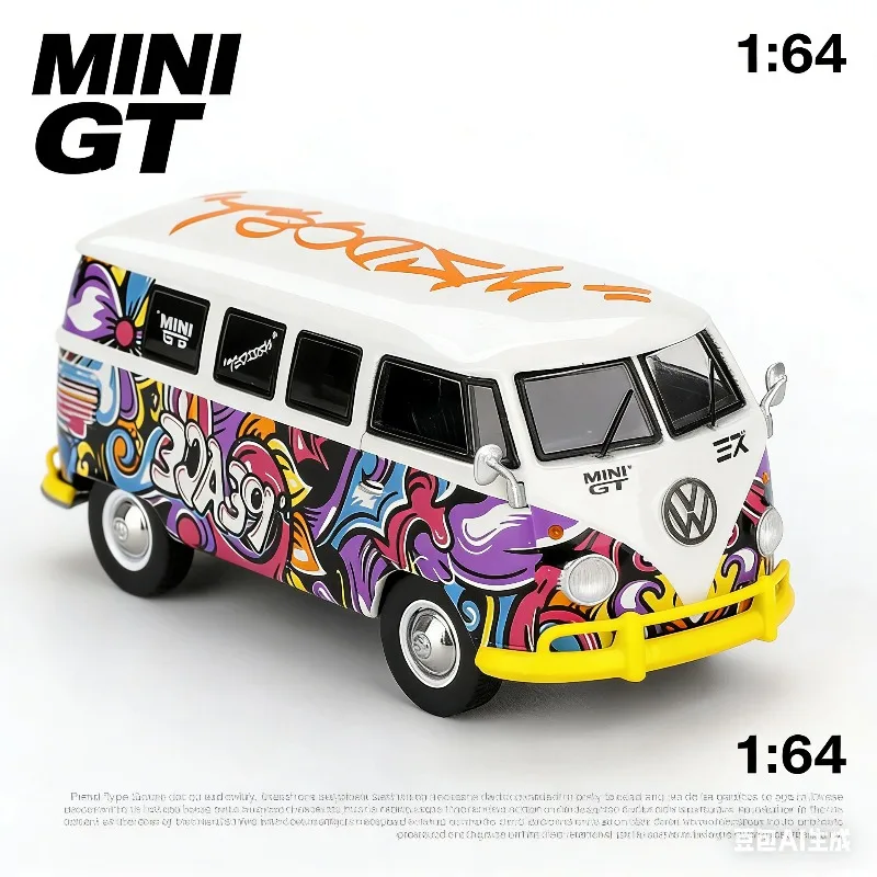 

MINI GT 1:64 # Модель автомобиля Volkswagen T1 1191 из литого под давлением сплава, коллекционная игрушка для мальчиков, предмет декора.