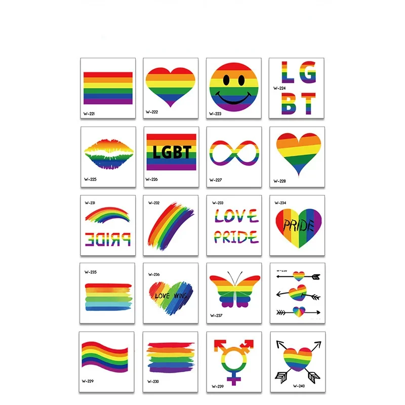 Temporary Fake Tattoo Stickers Lesbian Gay Waterproof Rainbow Flag Face Tattoos Leg Arm Body Art for Unisex Tattoo Sticker