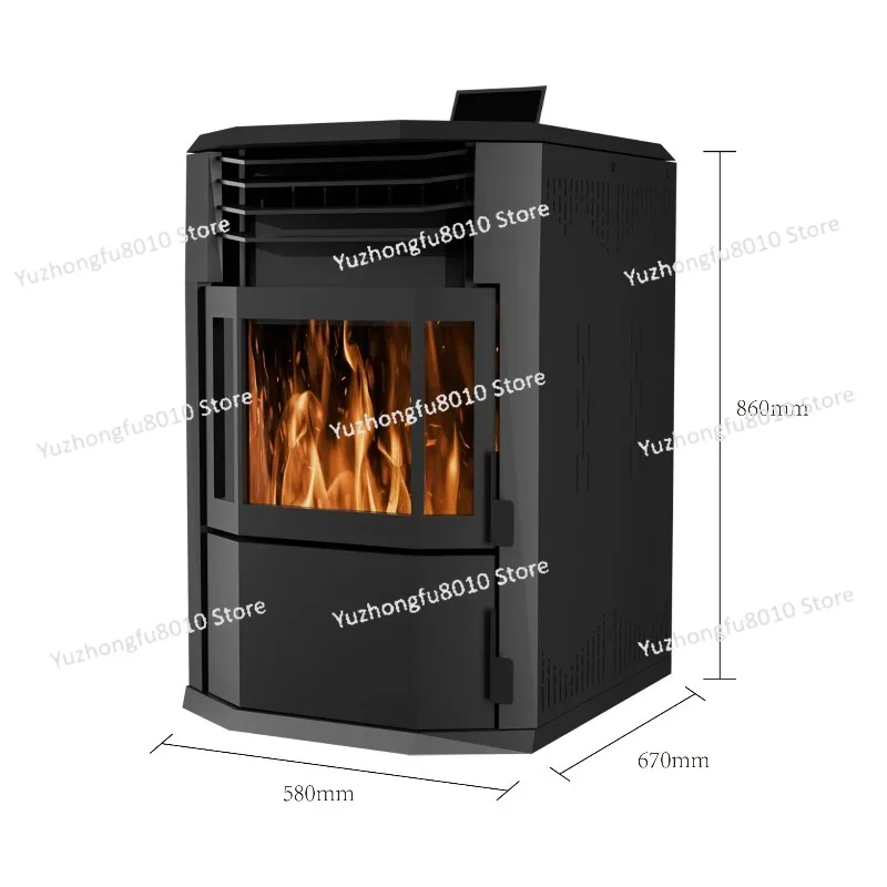 10kW Automatic Modern Indoor Wood Burner Biomass Pellet Stove Central Water Heating Free-standing for Home Fireplaces Fireplace