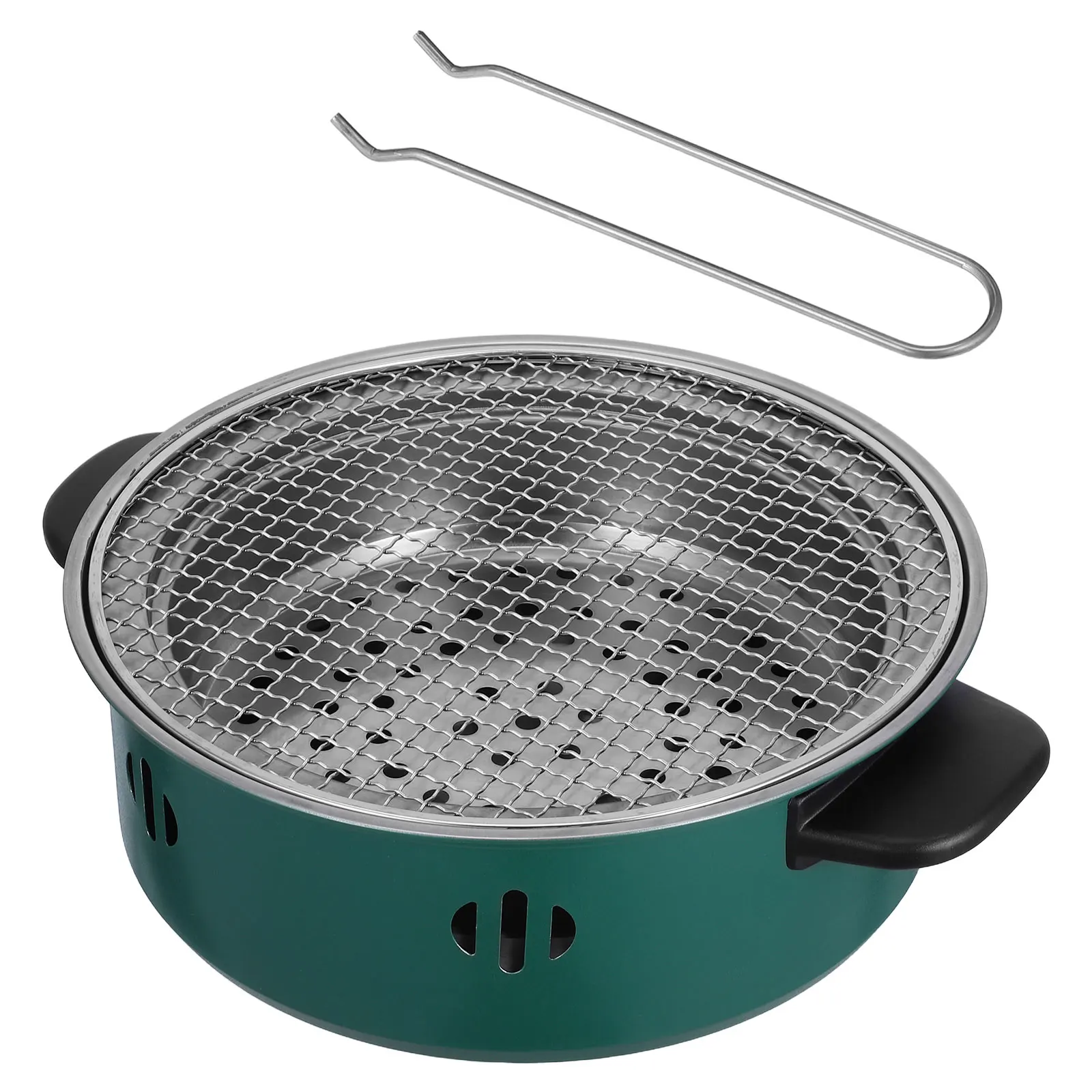 

Bbq Grill Pan 12.6Inch Portable Round Grilling Plate Outdoor Cooking Reusable Barbecue Tray Camping Picnics Meat Tray