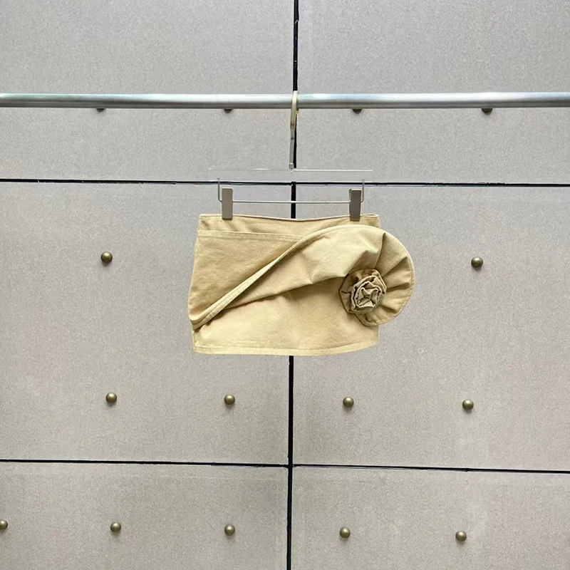 

Женская джинсовая юбка из стираного денима, мини-юбка с завышенной талией и трехмерным цветочным декором, сексуальная, тонкая и универсальная юбка А-силуэта,