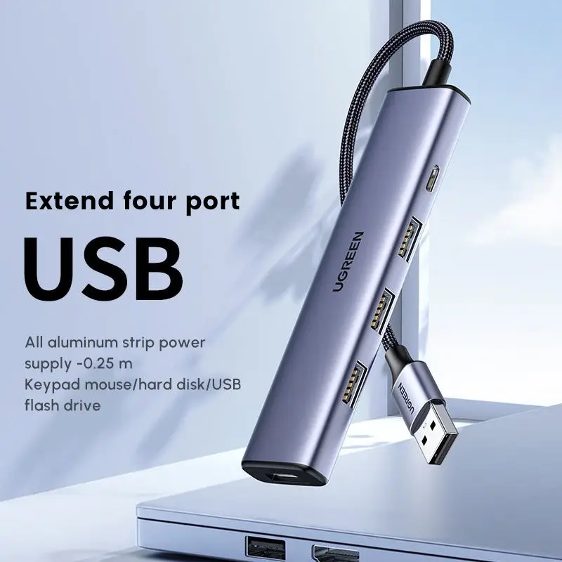 UGREEN 5 in 1 USB Hub Aluminum High Quality USB 2.0 Port Type C Charging Port Multi function Adapter for Computer Laptop