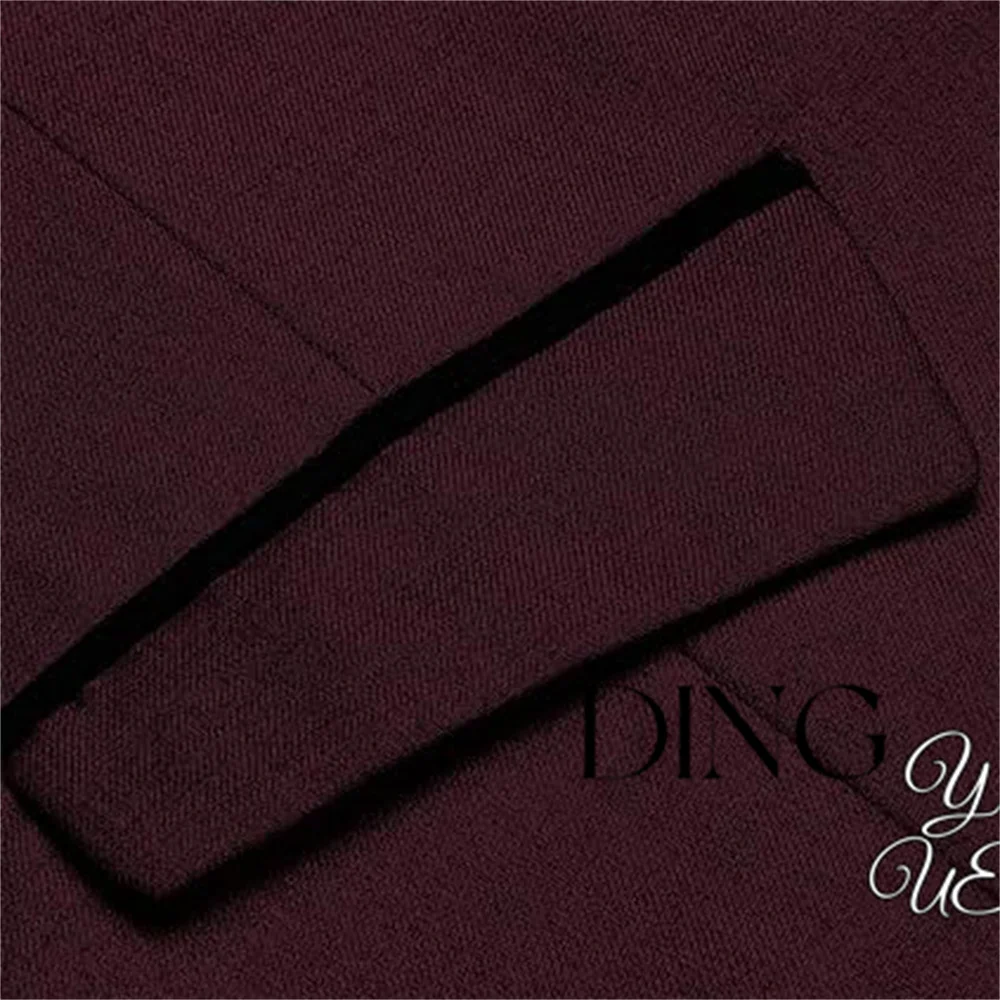 Burgundy Men\'s Business Suit Vest Single-breasted Sleeveless Jacket Wedding Banquet Business Casual Slim  Fit Waistcoat Dress