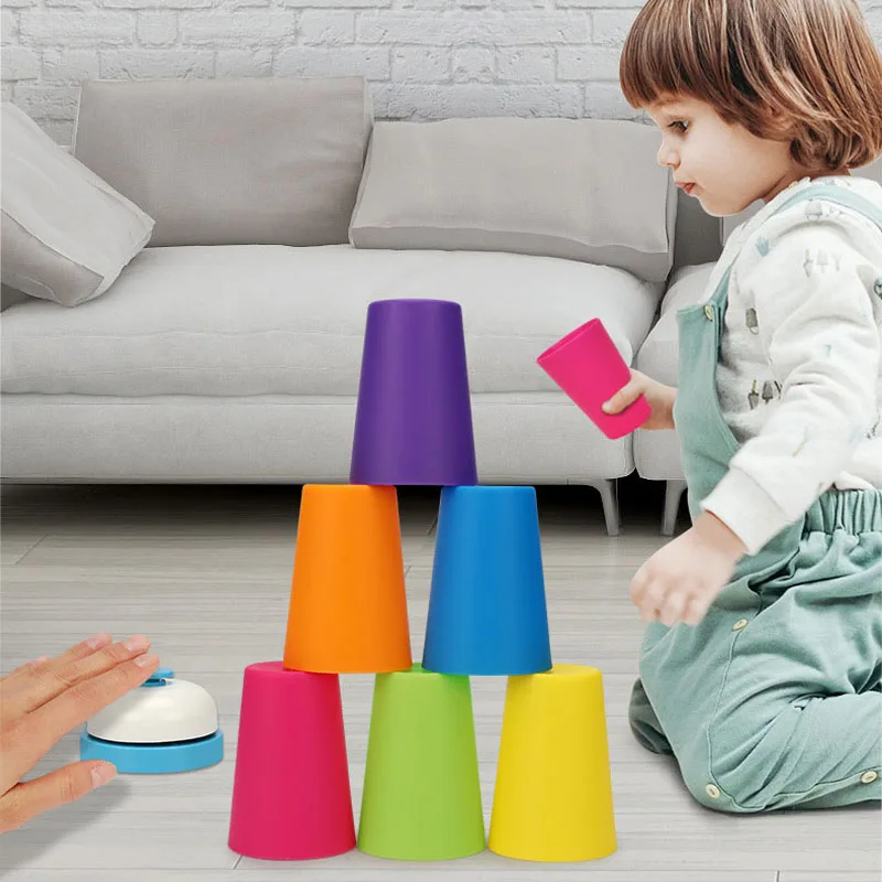 Kids Table Game With Card Educational Intellectual Stack Cup Game With Card Enlightenment Color Cognition Training