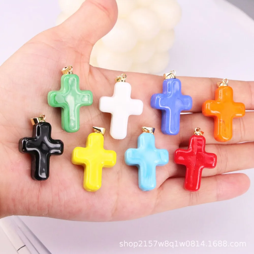 10Pcs/26 * 20Mm Glass Cross Pendant DIY Necklace Jewelry Accessories Pendant Directly From The Manufacturer