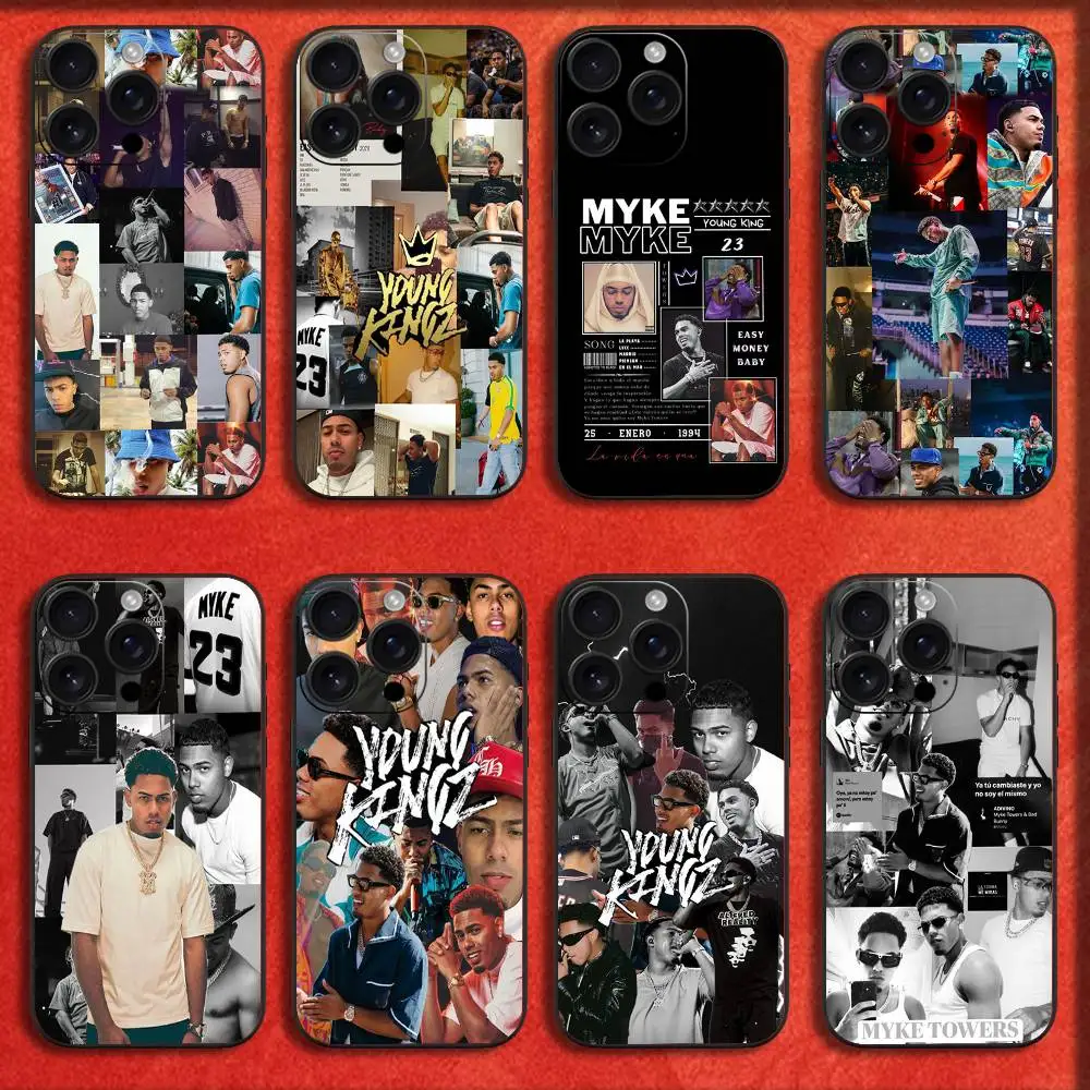 

Phone Case For iPhone 16,15,14,13,12,11,Pro,XS,Max,XR,Plus,E,Mini Black Shockproof Rapper M-Myke T-Towers Cover