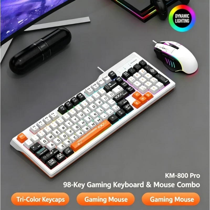 K8pro 3 In 1 Gaming Combo Wired Keyboard Mouse Headset Set Mechanical Feel For Desktop Laptop E-sports Gaming