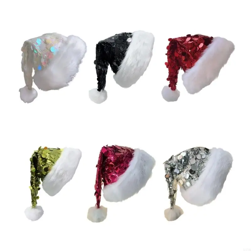 

L5YA Festival Glitter Christmas Hats Polyester Matching Family Headdress Sequins Hat