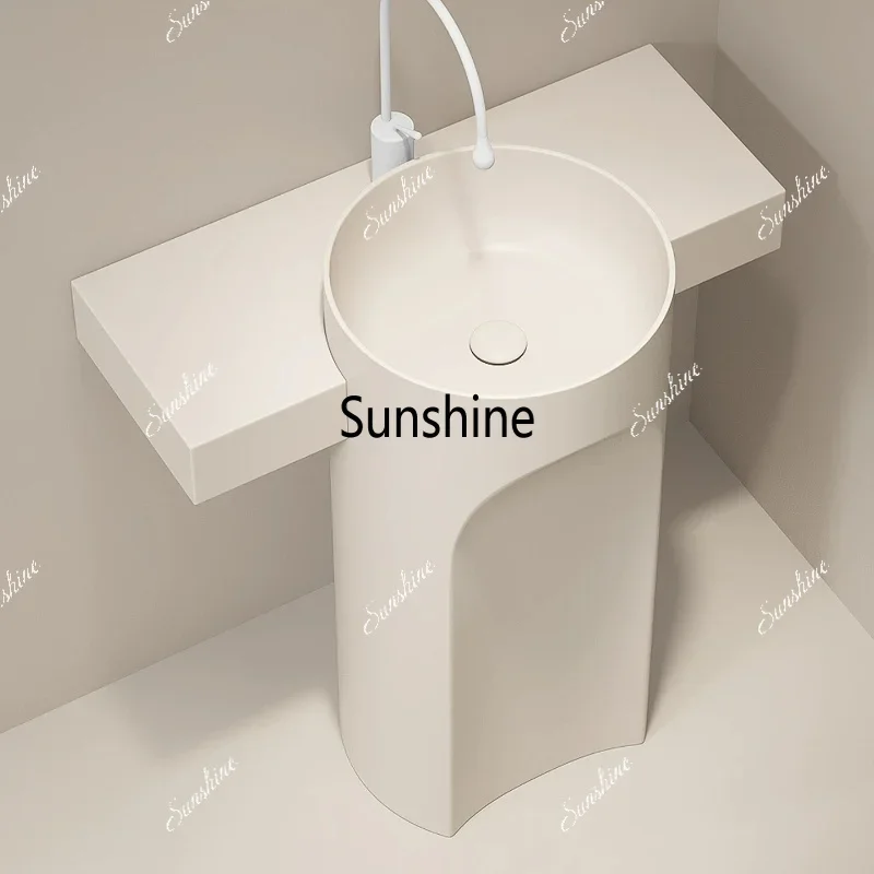 YYSintered stone countertop, ceramic column basin, bathroom floor-standing style