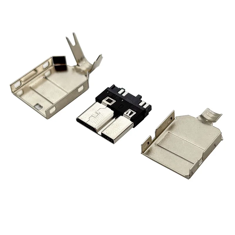 

20PCS Micro USB 3.0 B-type male connector 3-piece USB 3.0 B-type ultra-thin short body, soldered wire type black plug