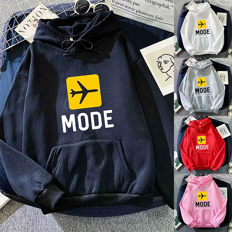 

2024 Autumn Hoodie Women's Casual Hooded Sweatshirt Creative Hoodie Matching Streetwear Flight Mode Pattern Monogram Hoodie