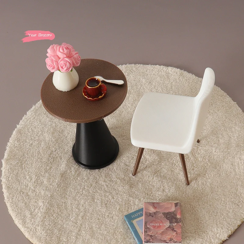 ชุดเก้าอี้และโต๊ะขนาด 1/12 สำหรับตกแต่งห้องนั่งเล่นบ้านตุ๊กตา ฉากจิ๋ว ของตกแต่งบ้านตุ๊กตา