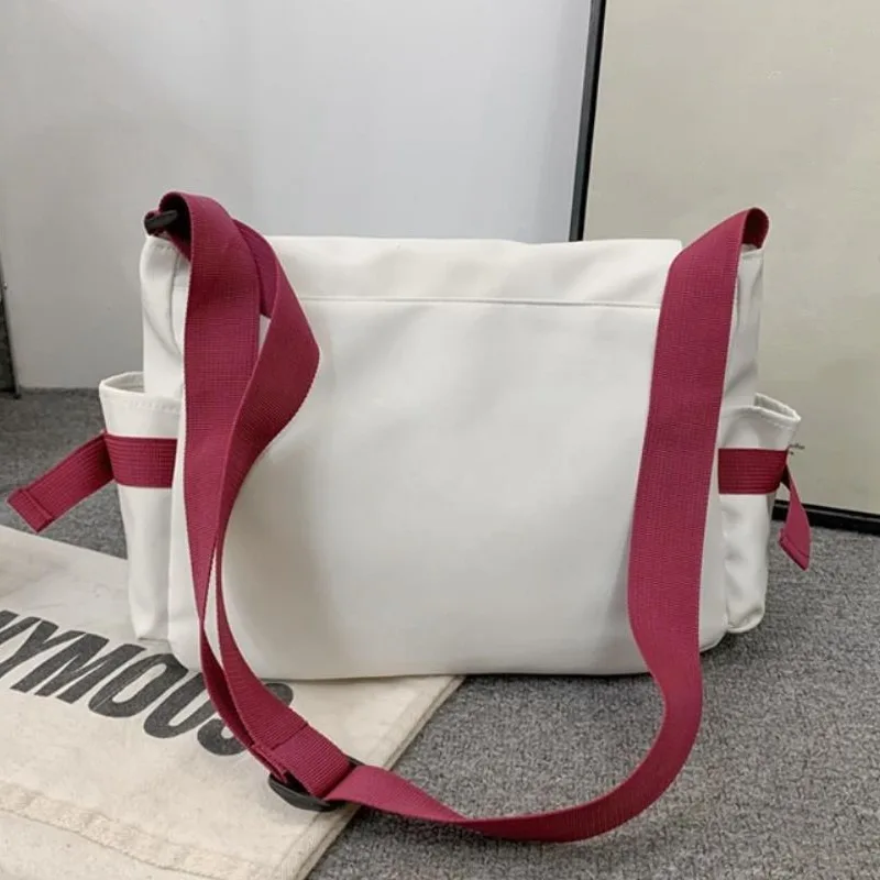 Men\'s Harajuku Shoulder Bags Waterproof Canvas Crossbody Bags Teen Boys School Messenger Bag