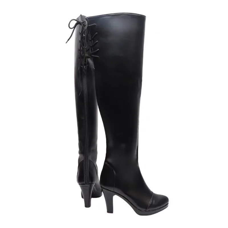 DY20New Game Nier Automata Cosplay Shoes Knee Length Leather Type B 2B Cosplay Boots Black25