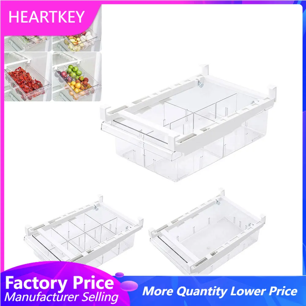 

Refrigerator Organizer Box 1/4/8 Compartment PET Refrigerator Drawer Organizer Bin Transparent Fridge Storage Containers