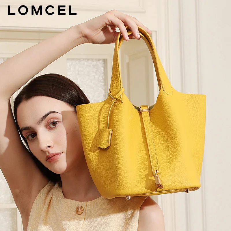 LOMCEL 116 Large-sized high-quality genuine leather lunch basket, top layer of cowhide, small-scale exclusive, high-end, exquisi