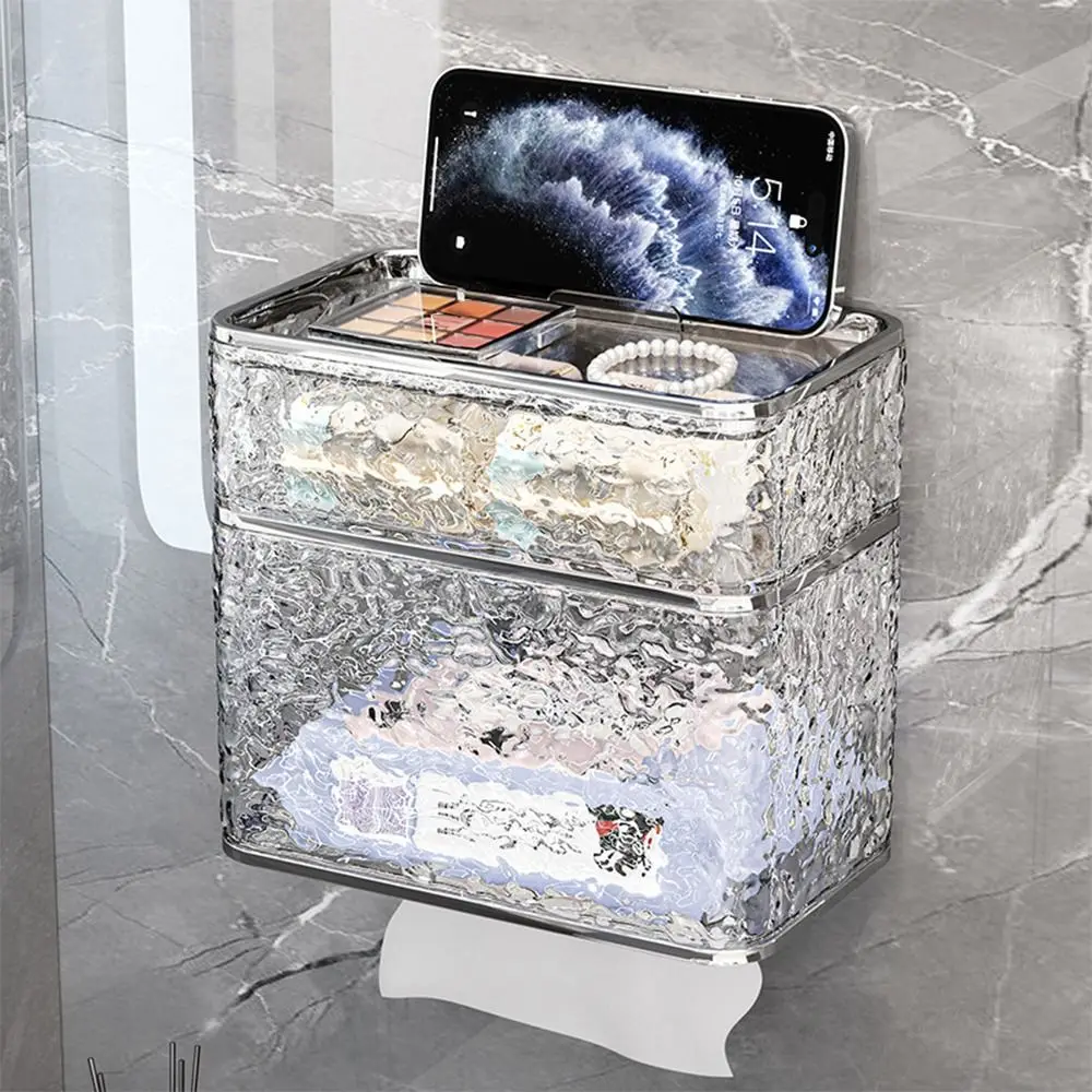 

New Punch Free Toilet Tissue Box Dual-purpose Wall Mounted Paper Box Household Toilet Drawer Paper Box