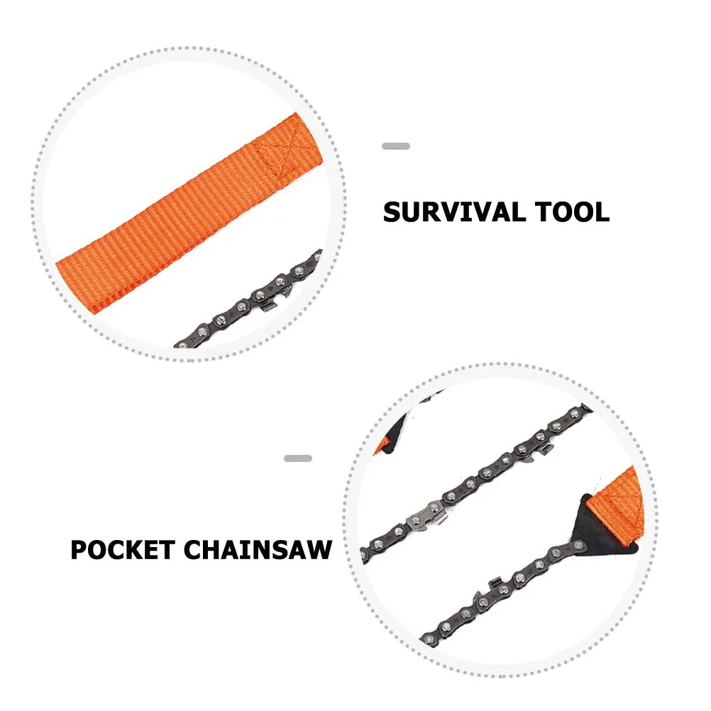 

1 Set Pocket Chainsaw Outdoor Manganese Steel Wire Saw Camping Hand Sawing Tool Survival Emergency Saw Reusable Durable For