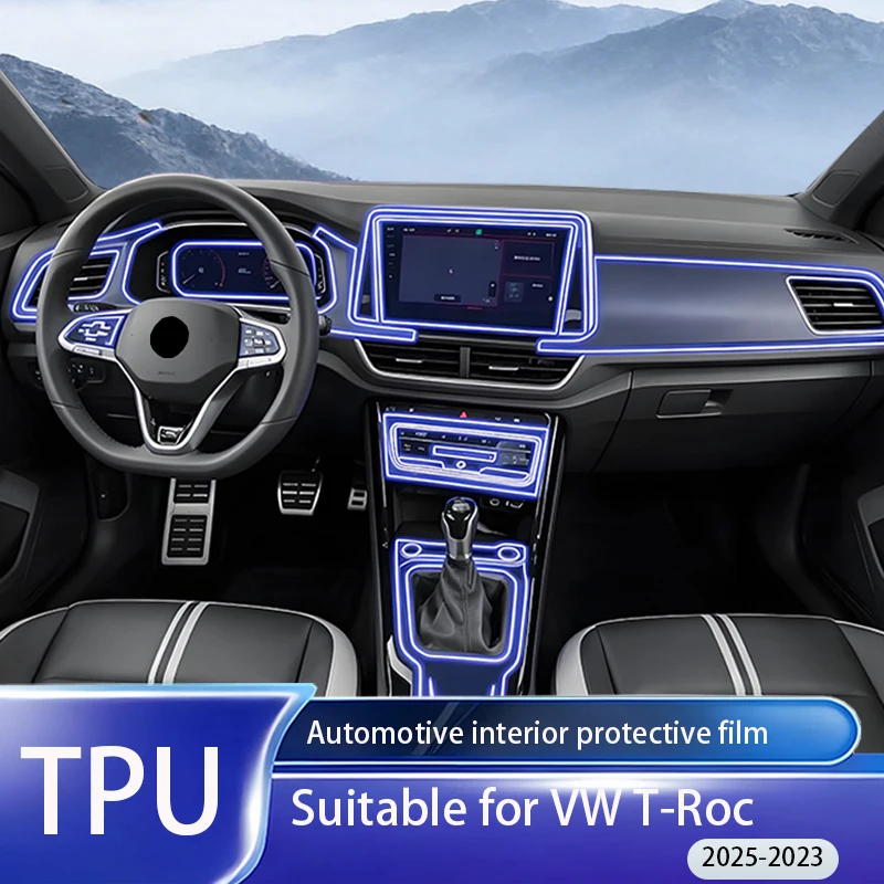 

Fit for VW T-Roc 2023-2025 TPU PPF Film Center Console Media Panel Nav System Anti Scratch Interior Protect Full Accessories