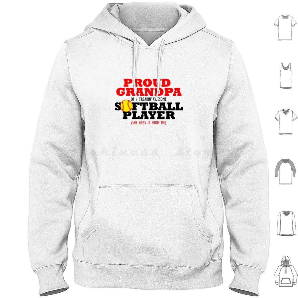 Softball Grandpa She Gets It From Me Gaaon Hoodies Long Sleeve