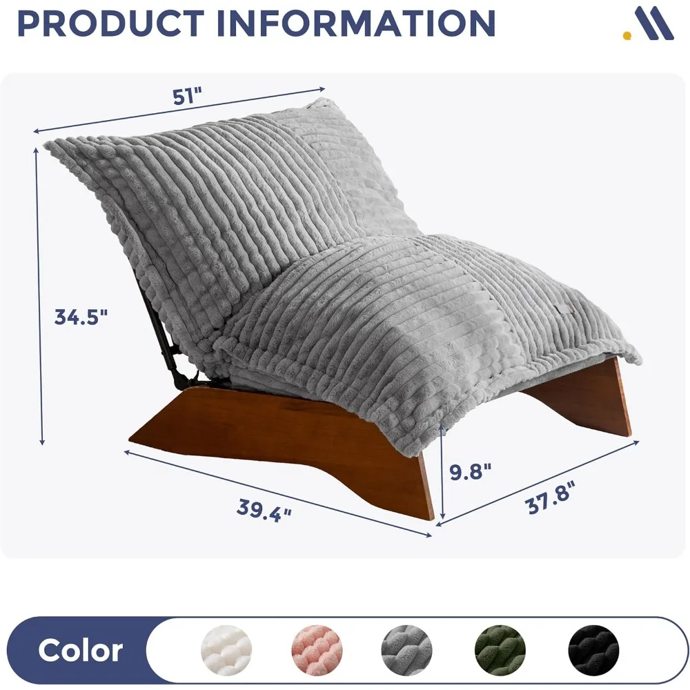 كرسي غرفة المعيشة القابل للتعديل من MAXYOYO، كرسي بين باج ذو 3 أوضاع مع غطاء قابل للإزالة، كرسي منجد بإطار، ناعم #2