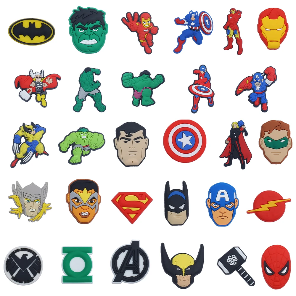30 Stück Hot Toys Cartoon Superhelden-Serie PVC Schuhzubehör für Jungen und Mädchen, abnehmbare, wasserdichte, kreative DIY-Schuhdekorationen – Detail 4