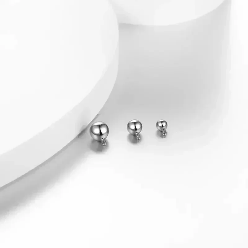 10PC G23 Titanium Labret Piercing 3-5mm Round Mirror Polish Internal Thread Tongue Barbell Lip Ring Earrings Jewelry Accessories