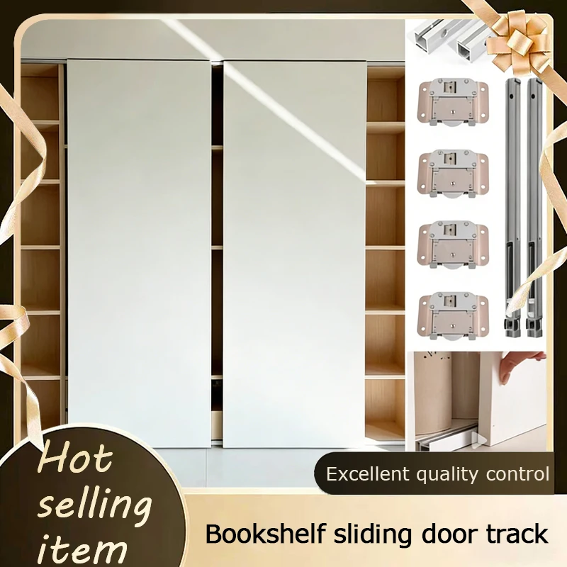 Heavy Duty Sliding Door Track With Two-Way Damping For TV Cabinet Bookcase Wardrobe External Built-In Hardware Accessories