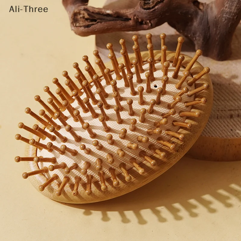 

High Quality Hair Comb Bamboo Massage Comb Wooden Brush Solid Wood Bamboo Cushion Anti-Static Hair Brush Combs Travel