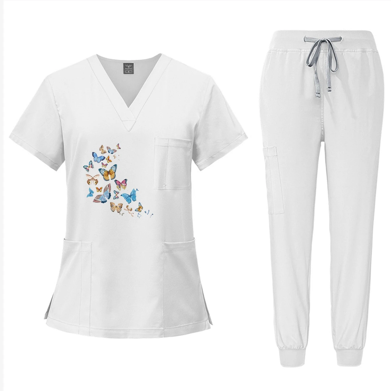 

2026 Spring Summer Custom Print Scrub Set - Thin Stretchy Quick-Dry Medical Uniform for Men Women Doctors Nurses