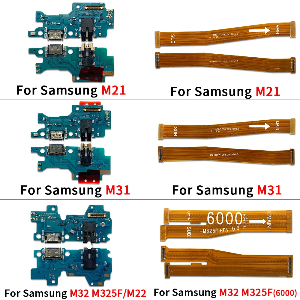 USB Port Charger Dock Plug Main Board Motherboard Connector Charging Flex Microphone Board Cables For Samsung M21 M31 M32 M325F