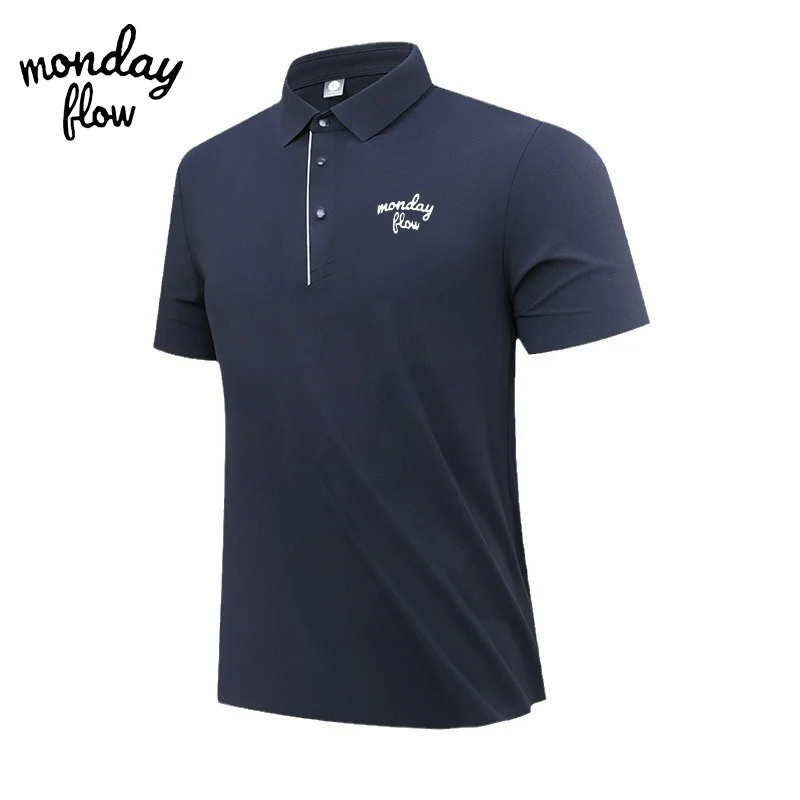 

Monday Flow Summer New Golf Clothing Men's Short Sleeve Polo Shirt Quick Drying Comfortable and Versatile Elastic Golf Top Shirt