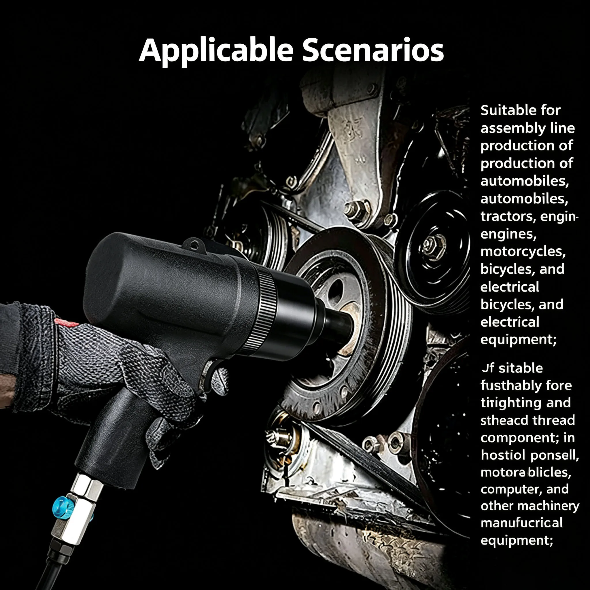 Aluminum 3/8 Pneumatic Wrench Air For impact Tool for Automotive Repair and Assembly Tasks 280 Newton Meter Torque