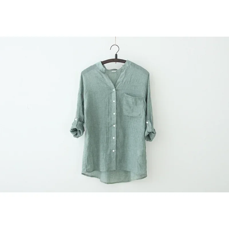 Elegant Feminine Shirts Cotton Linen Large Size Blouses Fashion Woman Vintage Blouses 2023 Summer Korean Style Clothes