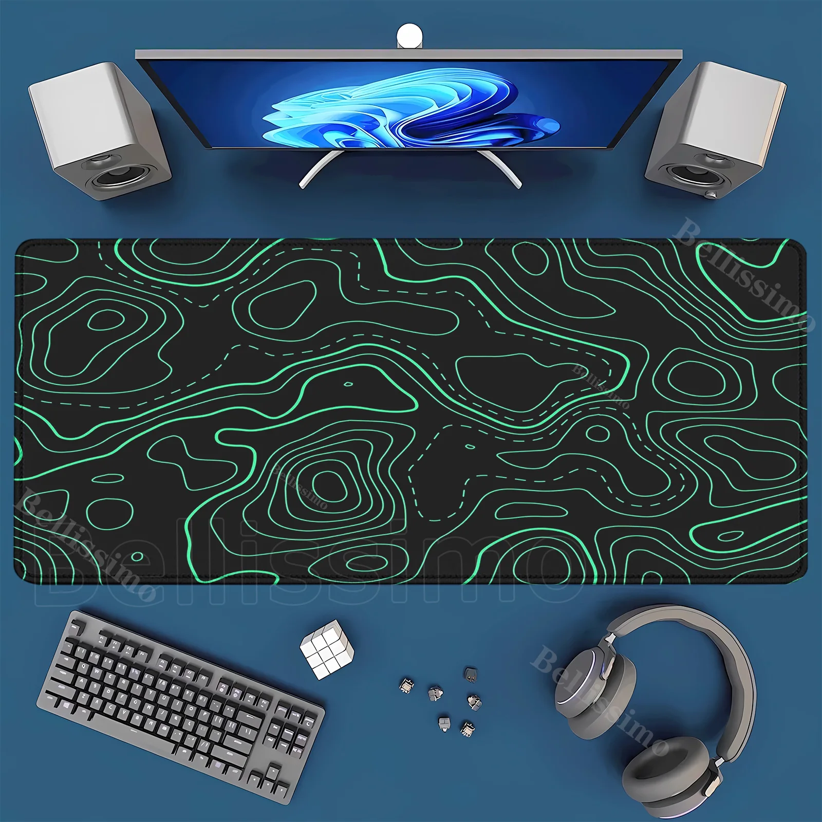 

Contour Map Large Mousepad Black White Lines Art Gaming offices Accessories Desk Mat Carpet XXL Gamer Keyboard teclado Mouse Pad