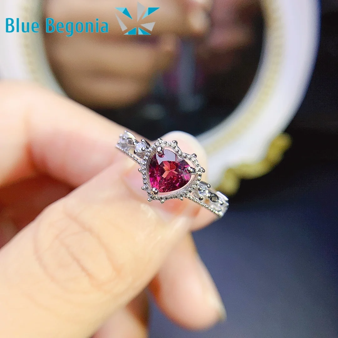 

6mm Natural Pyrope Garnet Ring 925 Sterling Silver Gemstone Fine Jewelry Rings for Women Gift