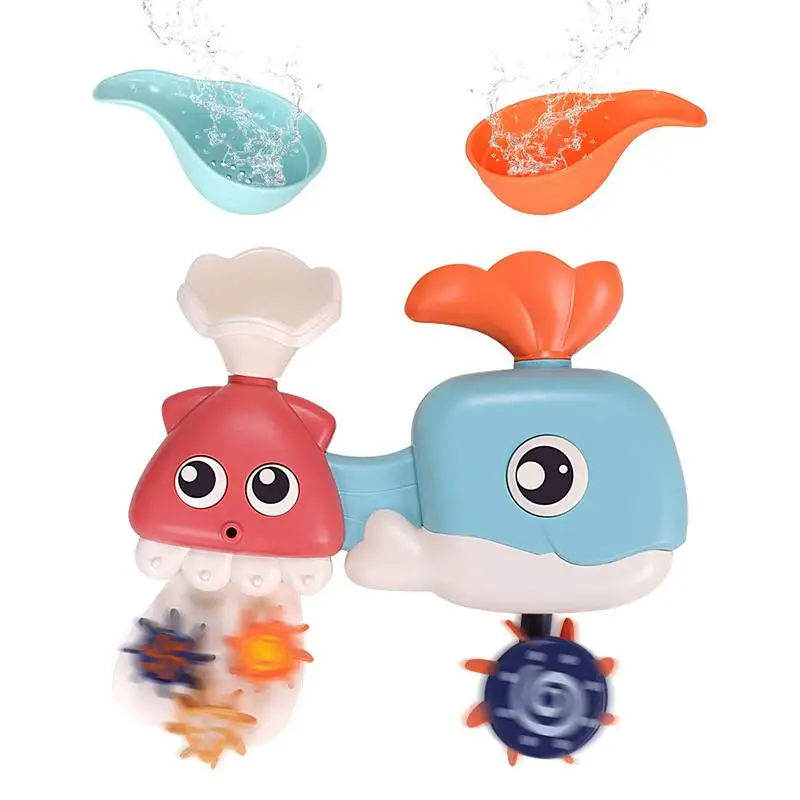 

Bath Squirt Toy Waterwheel Bathing Toy With 2 Spoons Water Bath Toy Suction Spinner Toy Whale Squirt Toy Bathtub Bath Time Gift