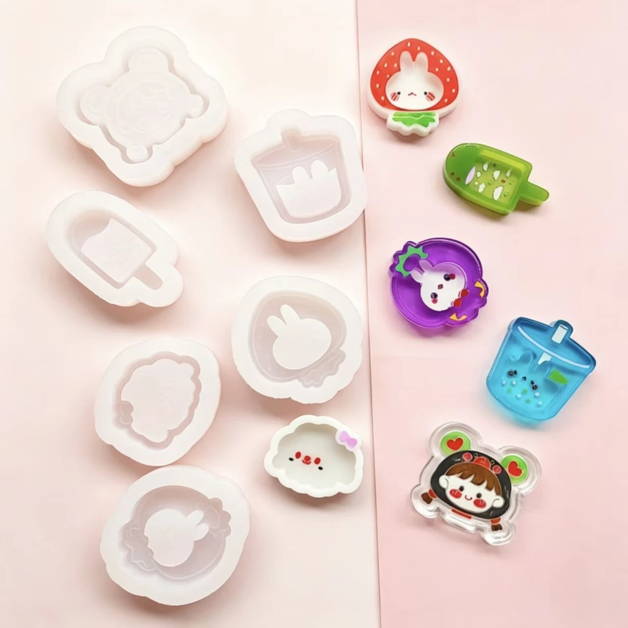 DIY シェイカーモールド、ドリンクカップ、雲の形をしたシリコンモールド、エポキシ樹脂モールド、キーチェーンアクセサリー、ジュエリー製作ツール 1