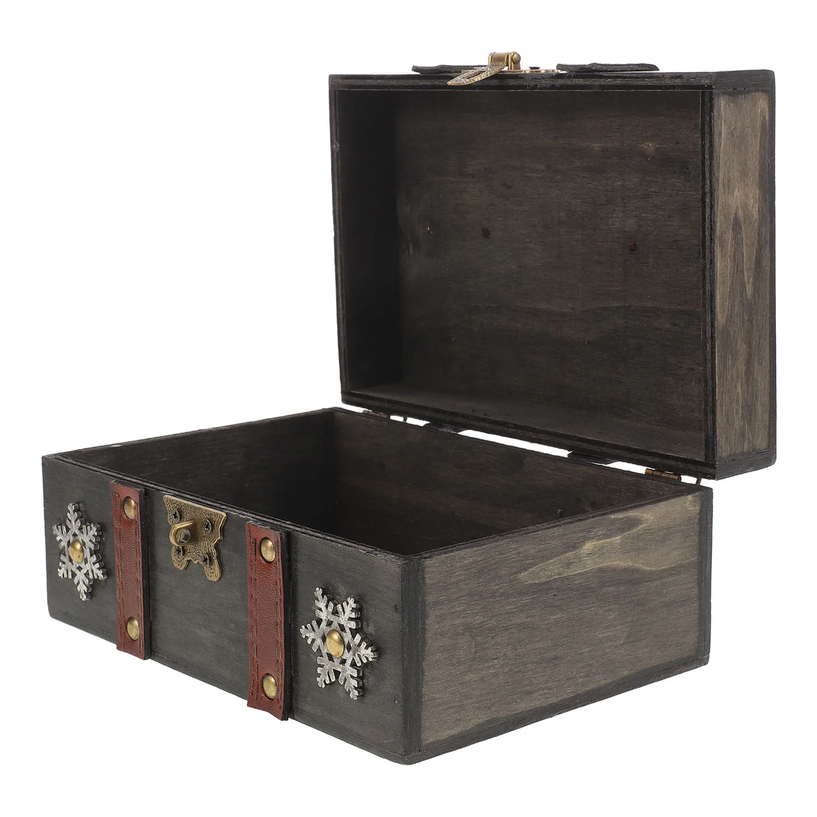 

Vintage Wooden Treasure Chest Jewelry Box Lockable Wood Storage Organizer Retro Decorative Trinket Keepsake Case