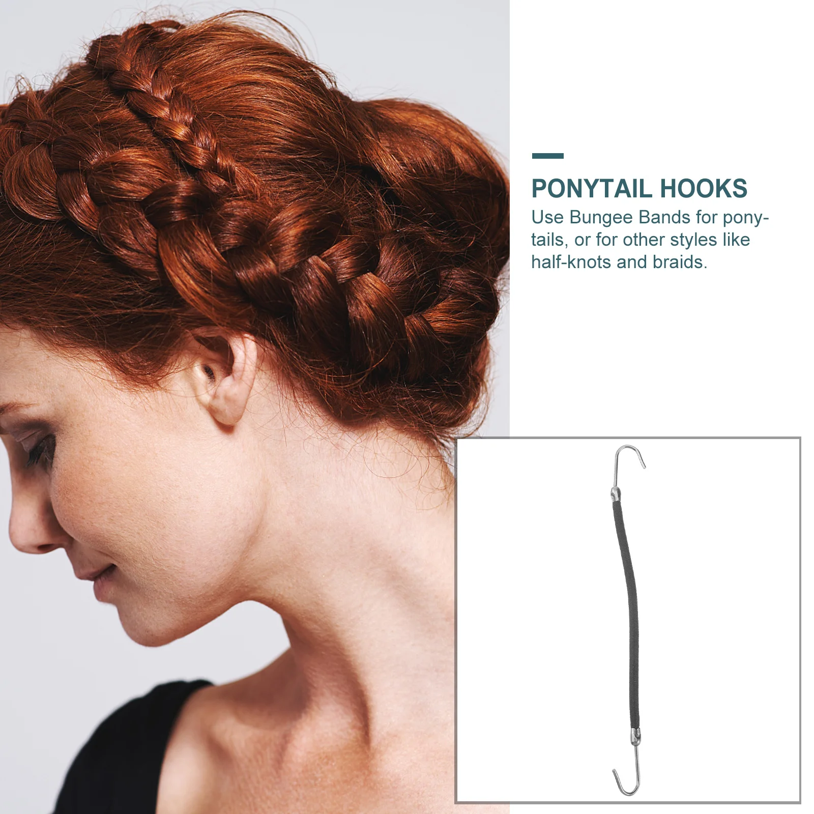

20 шт., крючки для хвоста, черные резинки для банджи для волос, толстая текстура, гладкий натуральный держатель для хвоста, плетение волос, укладка