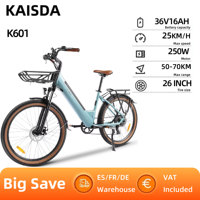 KAISDA K601 Adult Electric Bike 250W Motor Electric Bike 36V 16Ah Battery 26 Inch Rubber Tires City Commuter Electric Bike