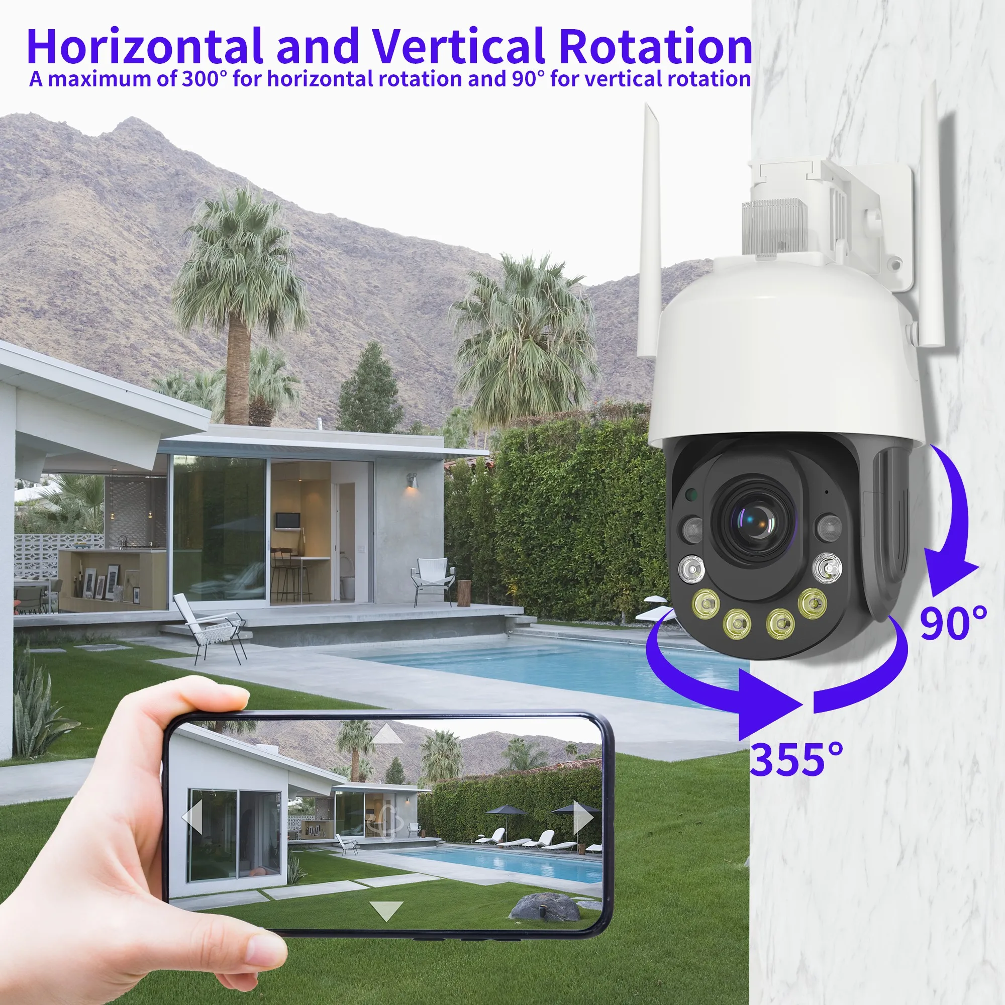 Gadinan-Caméra de surveillance extérieure PTZ IP WiFi HD 5MP (ICSee), dispositif de sécurité sans fil, avec vision nocturne, n'aime 36x, IA, détection humaine et audio bidirectionnel