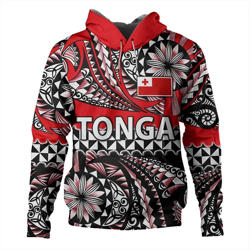 3D Print Tonga Flag Polynesian Tattoo Hoodie For Men Women Tonga National Coat Of Arms Pullover Sweatshirts Clothes Sportsuit