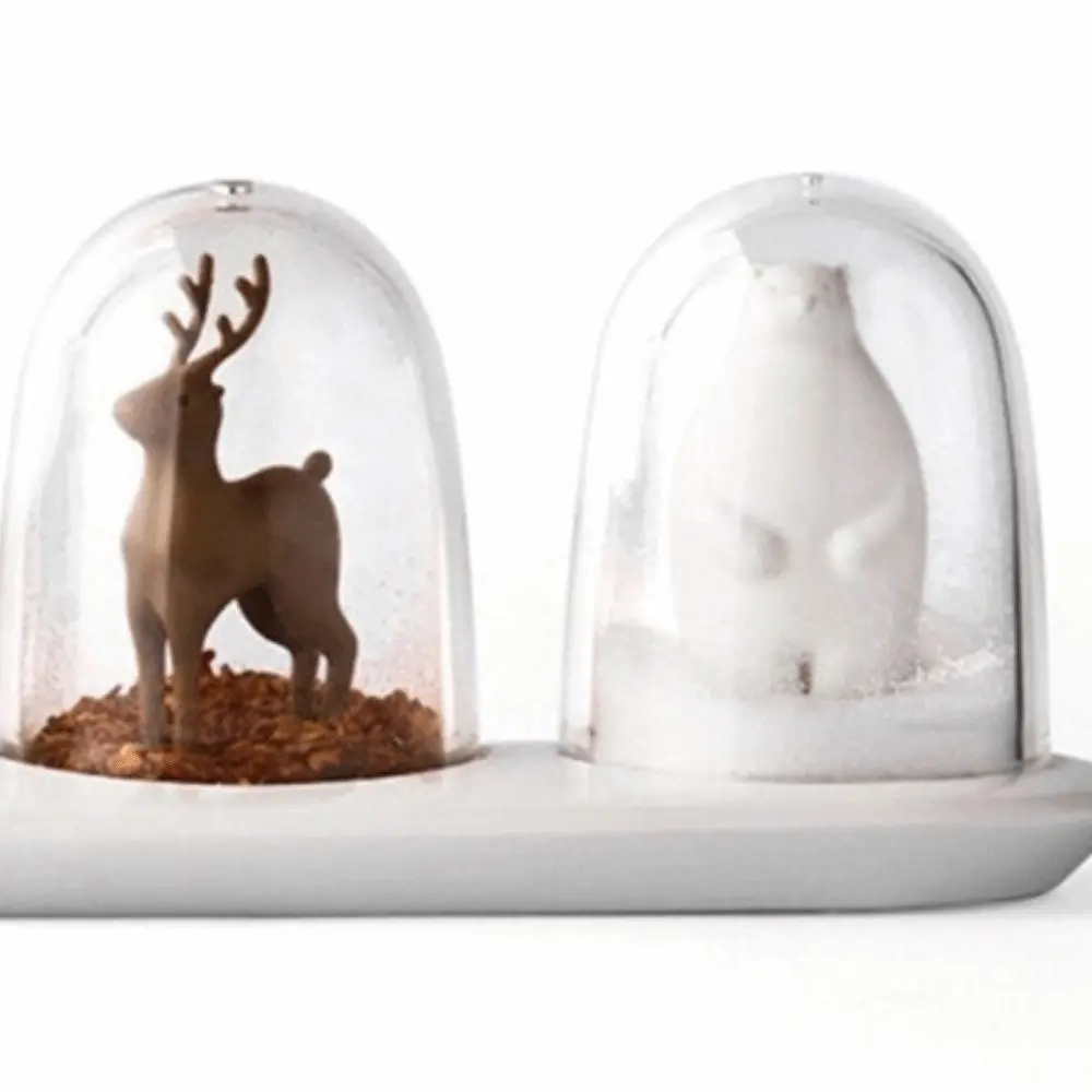 4PCS Clear Glass Salt Pepper Shaker Set Animal Design 3.15x5inch Spice Jar Set 4 In 1 Seasoning Storage Container