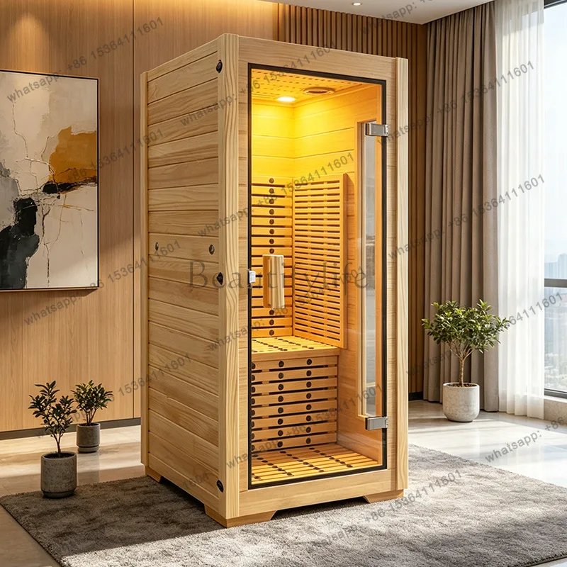 HOT Home Sauna Room Solid Wood Single Steam Room Customizable Mobile Light Wave Room Multifunctional Physiotherapy Cross-border